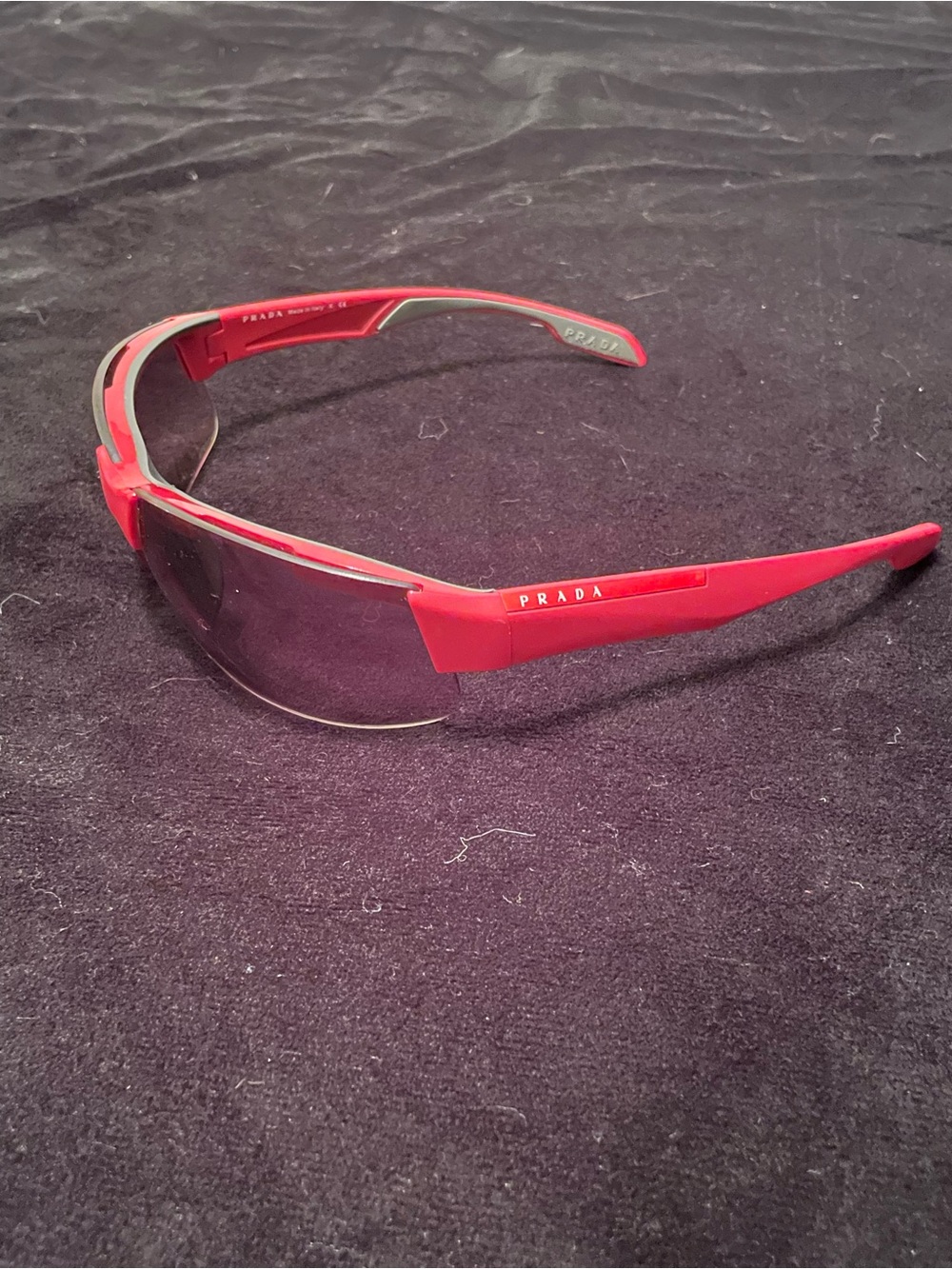 Prada Red Sport Shield Sunglasses for men